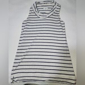 Lou & Grey LOFT Striped Sleeveless Top. XS Grey With Navy Stripes.